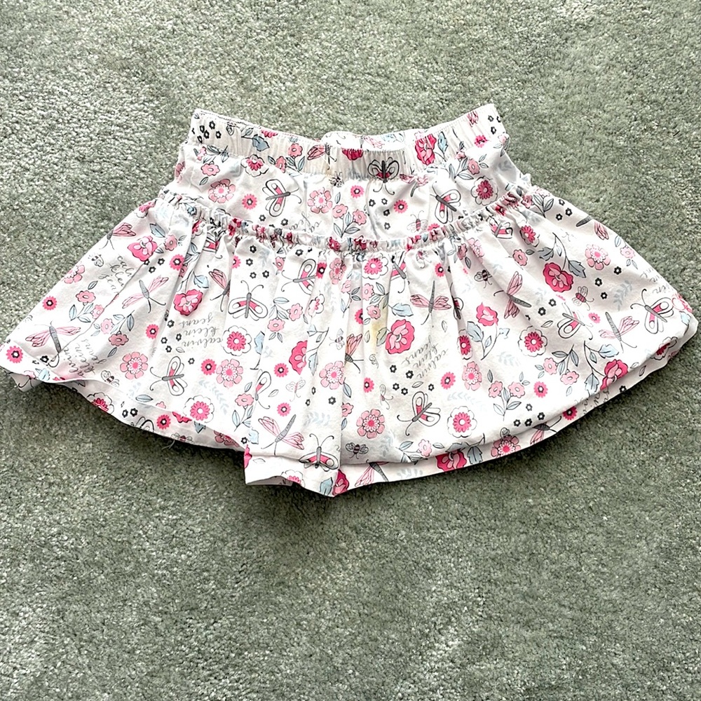 Calvin Klein Jeans Girls White Floral Skort with Pink Accents